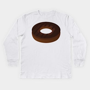 Dark Chocolate Donut Kids Long Sleeve T-Shirt